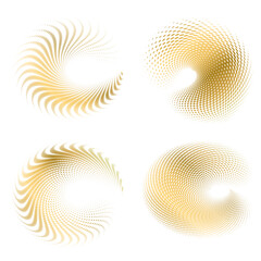 Set design element circle. Isolated bold vector colors  golden ring from. Abstract glow wavy stripes of many glittering swirl created using Blend Tool. Vector illustration EPS10 for your presentation