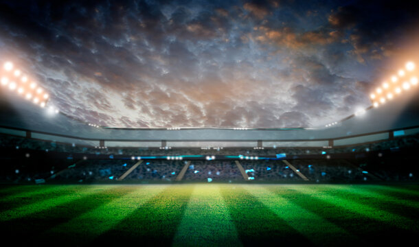 lights at night and stadium 3d render,	