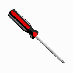 red screwdriver isolated on white - obrazy, fototapety, plakaty