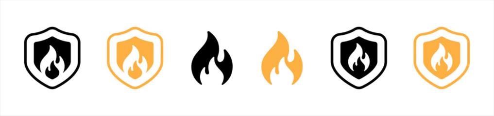 Shield fireproof icon. fire protection symbol. Shield protector, secure, protect, scutum, safeguard sign, vector illustration