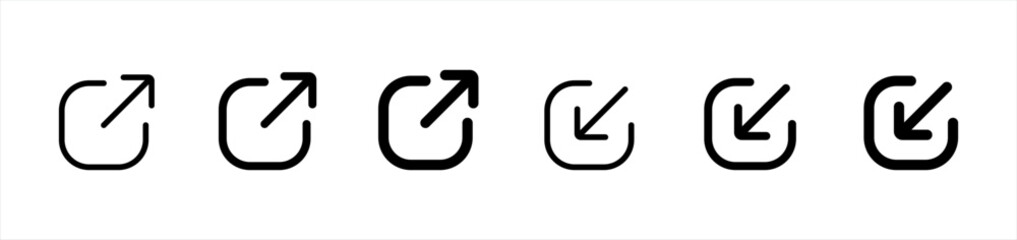 External Link icon. share symbol. export with arrow signs, vector illustration