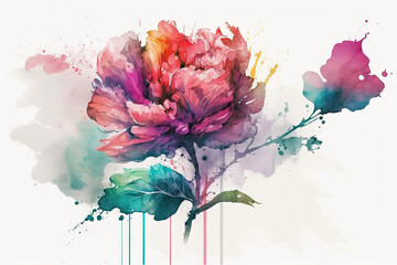 flower watercolor shape on white background,