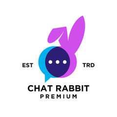 chat rabbit color logo icon design illustration template