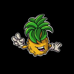 Simple cool doodle cartoon fruit expresive character