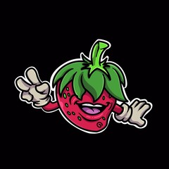 Simple cool doodle cartoon fruit expresive character