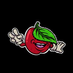 Simple cool doodle cartoon fruit expresive character