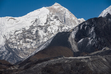 View of Makalu mountain (8,481 m) the fifth highest mountain in the world view from Dingboche village, Nepal.