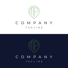 Letter MF FM initial point pin map local icon logo design vector template	