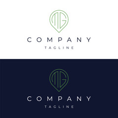 Letter MG GM initial point pin map local icon logo design vector template	