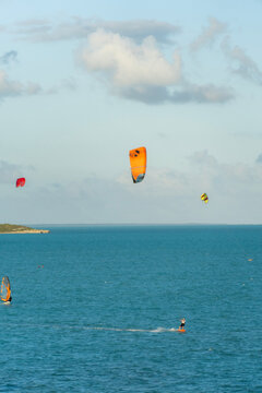 kite surfing on the sea