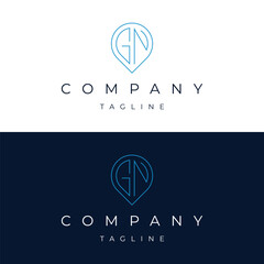 Letter GN NG initial point pin map local icon logo design vector template	