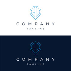 Letter GQ QG initial point pin map local icon logo design vector template	