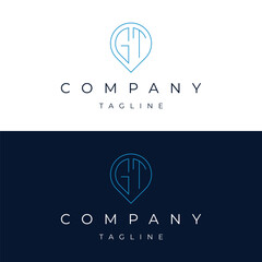 Letter GT TG initial point pin map local icon logo design vector template	
