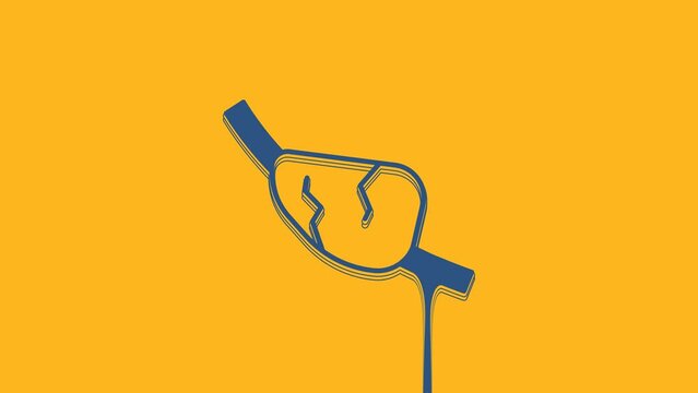 Blue Pirate eye patch icon isolated on orange background. Pirate accessory. 4K Video motion graphic animation