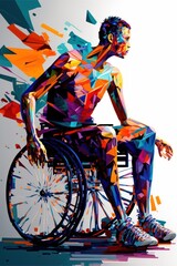 artwork wheelchair basketball paint colorful adaptive sports, GENERATIVE AI