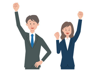 ガッツポーズをするビジネスパーソン