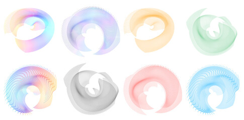 Set design element circle. Isolated bold vector colors  golden ring from. Abstract glow wavy stripes of many glittering swirl created using Blend Tool. Vector illustration EPS10 for your presentation