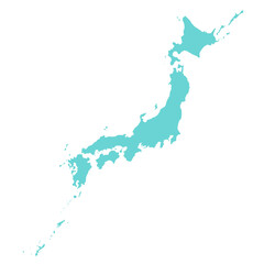 日本全図の水色のシルエットイラスト　全体図