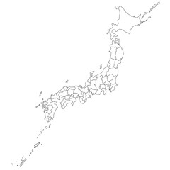 切り離せる日本全図のシルエットイラスト　全体図　線画