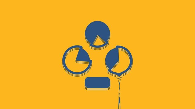 Blue Pie chart infographic icon isolated on orange background. Diagram chart sign. 4K Video motion graphic animation