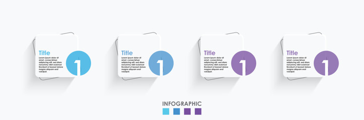 Business infographic process with square template design with 4 options or steps. Professional infographic or info chart template isolated on white background with multiple colours