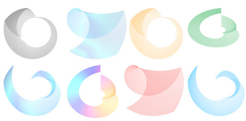 Set design element circle. Isolated bold vector colors  golden ring from. Abstract glow wavy stripes of many glittering swirl created using Blend Tool. Vector illustration EPS10 for your presentation