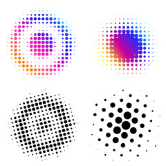 Set Design elements symbol Editable halftone frame dot circle pattern on white background. Vector illustration eps 10 frame with black random dots. Round border Icon using halftone circle dots text