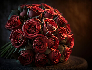 Beautiful bouquet of red rose flowers.