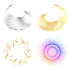 Set design element circle. Isolated bold vector colors  golden ring from. Abstract glow wavy stripes of many glittering swirl created using Blend Tool. Vector illustration EPS10 for your presentation