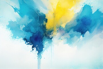 Blue Yellow Watercolor Background, Abstract, Artistic Backdrop, Generative AI