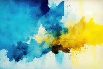 Blue Yellow Watercolor Background, Abstract, Artistic Backdrop, Generative AI