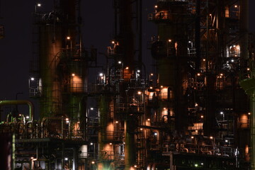 Fototapeta na wymiar 川崎市水江町 製油プラントの夜景