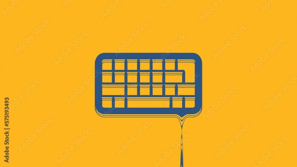 Poster blue computer keyboard icon isolated on orange background. pc component sign. 4k video motion graphi