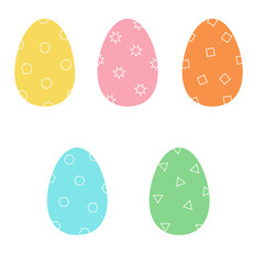 set of colorful eggs with pattern for easter day