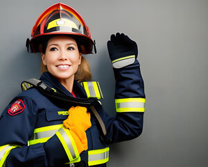 Naklejka premium Woman firefighter, Women’s History Month, International Women's Day, March 8, Mother's Day, Made with Generative AI. 