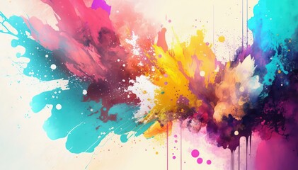 Bright abstract watercolor background. Colored chaotic paint splatter. Rainbow watercolor wallpaper.