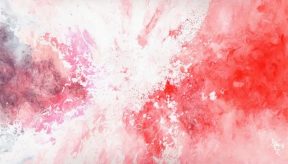 Bright abstract watercolor background. Red paint on white paper. Red and white watercolor wallpaper. Generative AI art.