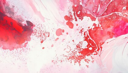 Bright abstract watercolor background. Red paint on white paper. Red and white watercolor wallpaper. Generative AI art.