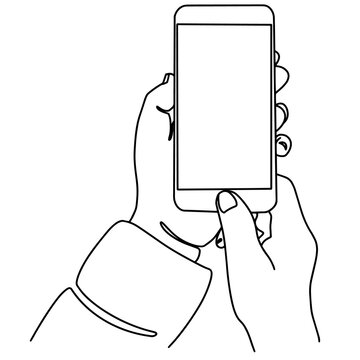 recommend clip art: Hand mobile smartphone with phone one continuous single line art drawing. Minimal art style. Smartphone continuous line art illustration.	