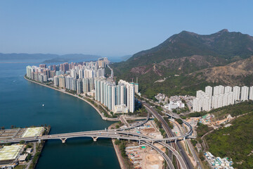 Naklejka premium Aerial view of Hong Kong residential area