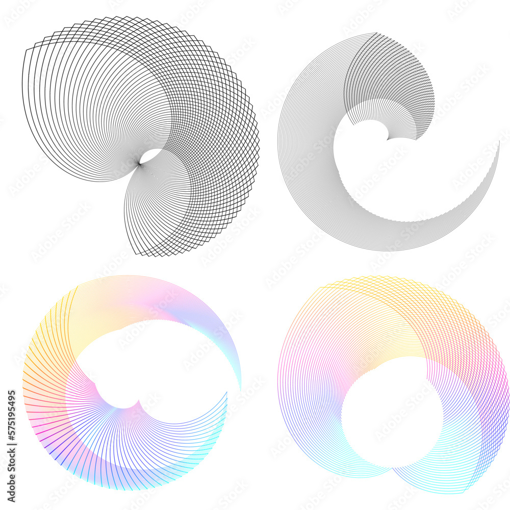 Poster set design element circle. isolated bold vector colors golden ring from. abstract glow wavy stripes 