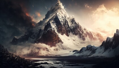 Fototapeta na wymiar mountains illustration by generative AI