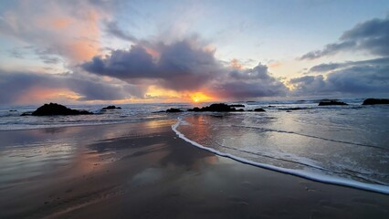 Sunset over Pacific Ocean Coast