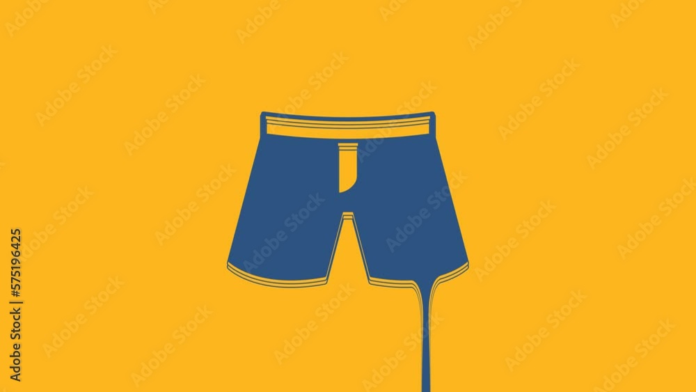 Wall mural Blue Short or pants icon isolated on orange background. 4K Video motion graphic animation