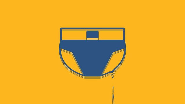 Blue Men underpants icon isolated on orange background. Man underwear. 4K Video motion graphic animation