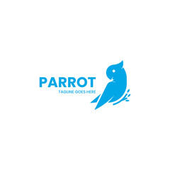 Vector Logo Illustration Parrot Simple Style.