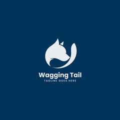 Vector Logo Illustration Wagging Tail Silhouette Style.