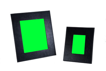 photo frames ideal for mounting isolated on white background with chroma-key screen