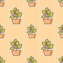 Cute Yellow Flower Pot Seamless Pattern