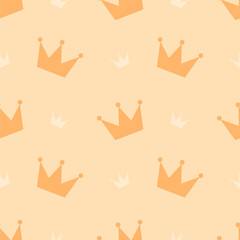 Yellow Crown Seamless Pattern